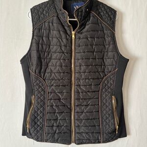 YMI Black Quilted Vest with Gold Zippers